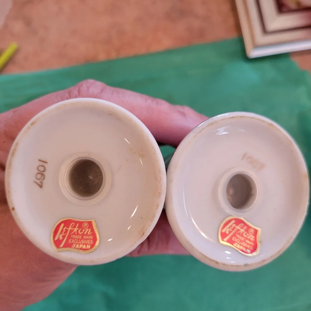 Vintage Lefton Salt & Pepper Shakers & Candle Holder ~ Christmas Cardinal Motif